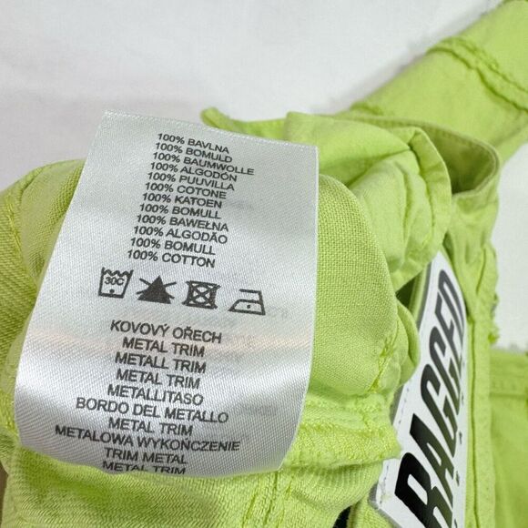 Ragged Lethal Jean Women 24 Green High-Rise Fringed  Wide-Leg Lime Neon festival - Picture 5 of 10